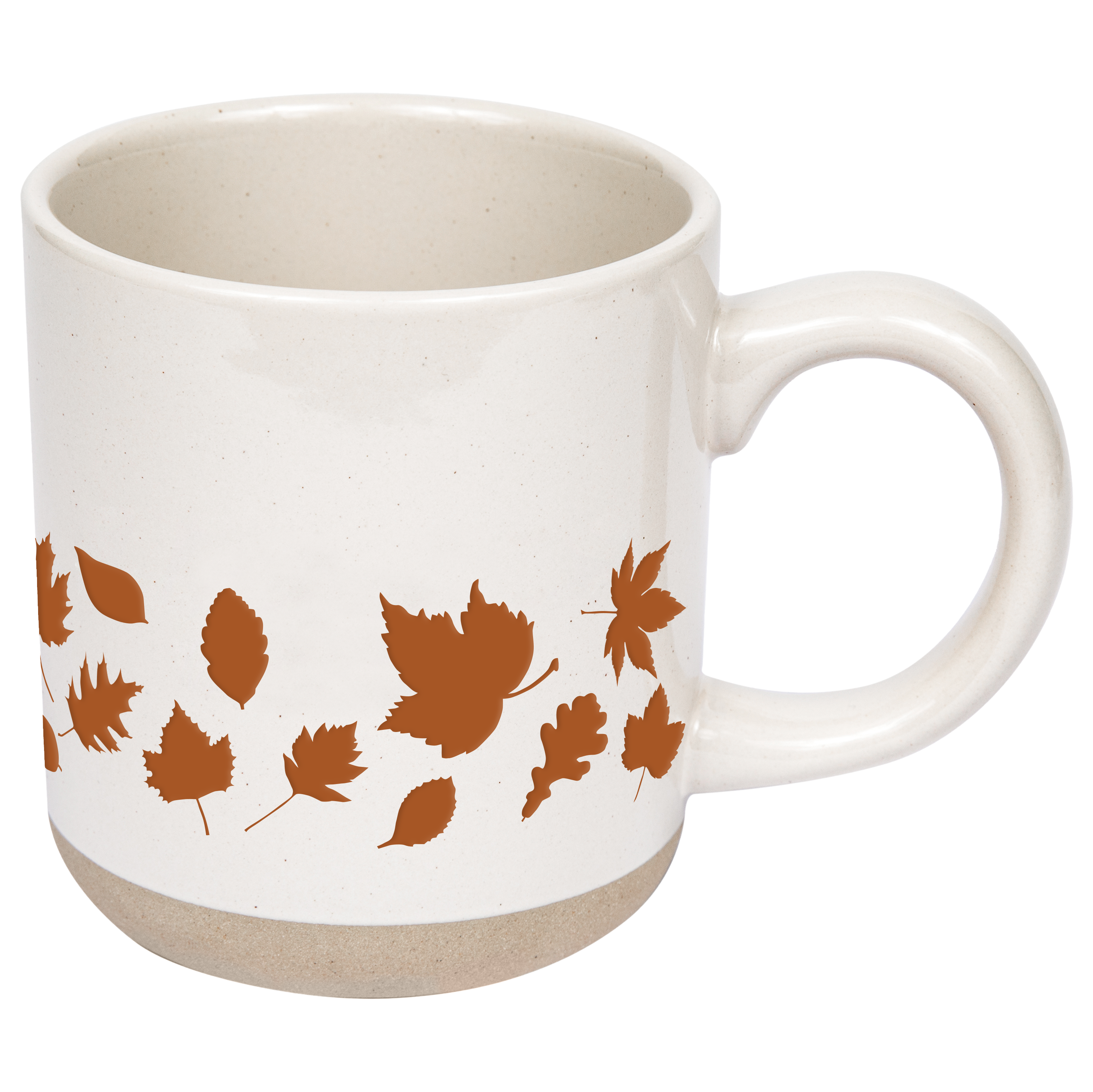 Coffee Mug - Orange Leaves Stoneware | Fall Decor, Autumn Drinkware