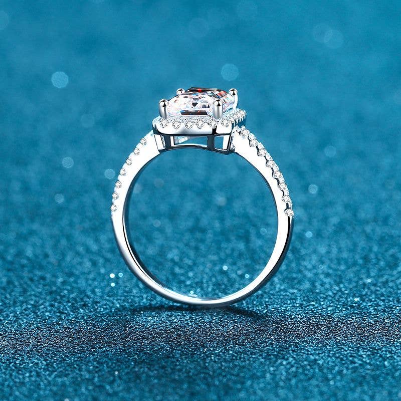 Four-Prong Sugar Cube Moissanite Ring in 925 Sterling Silver: B / 2.0 ct Core Perimade & Co. LLC