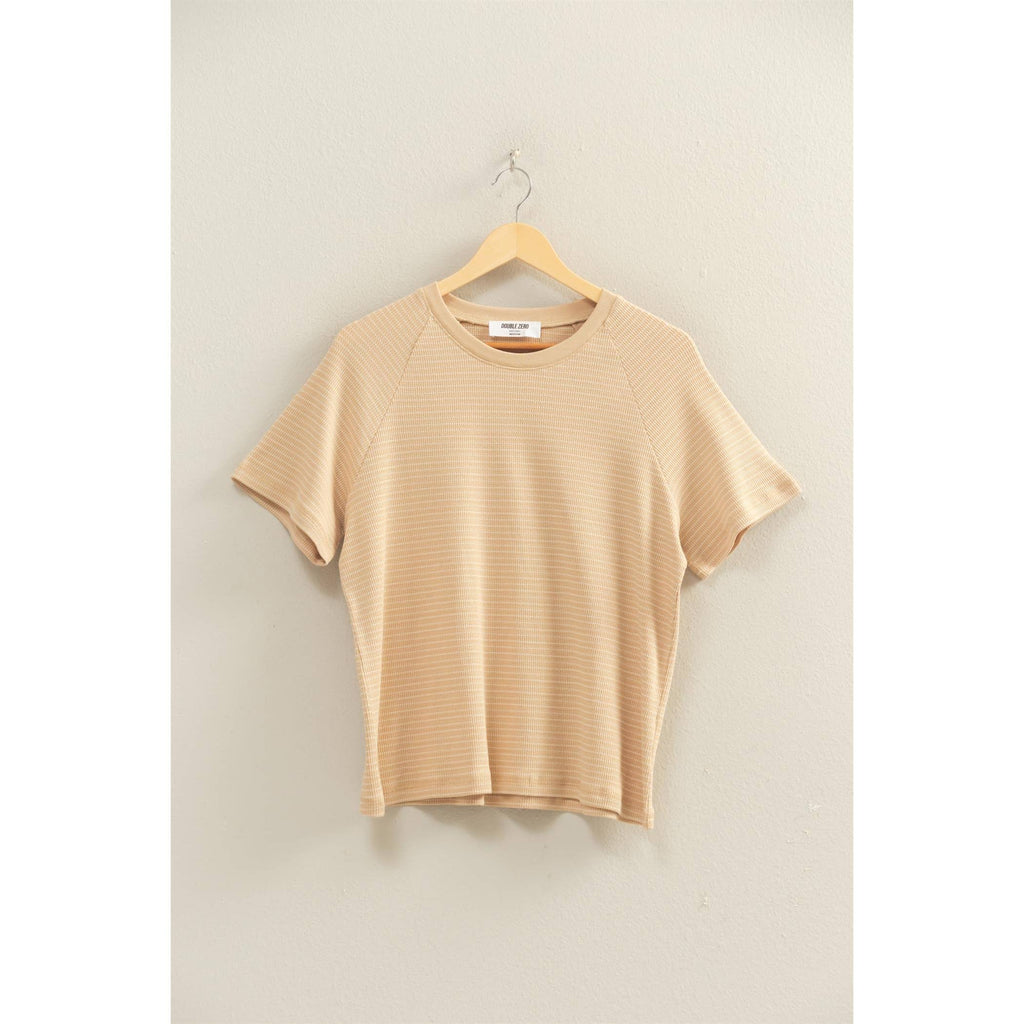 Textured Striped Raglan Sleeve Tee