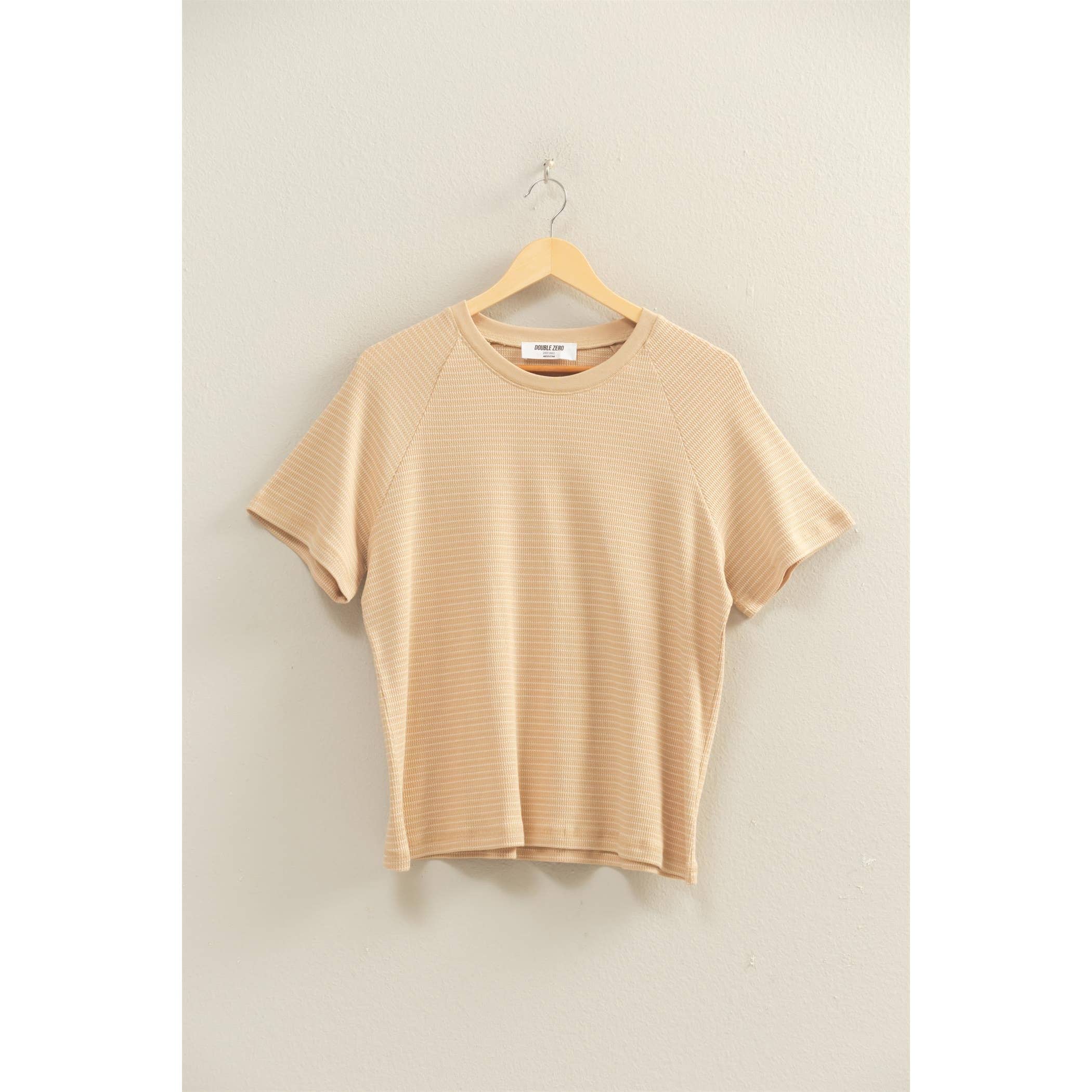 Textured Striped Raglan Sleeve Tee