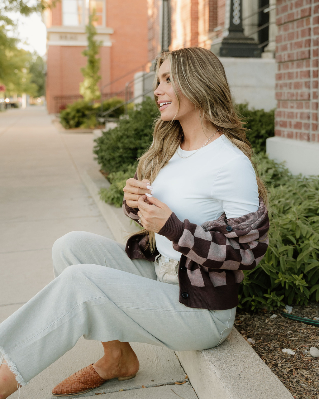 Hunter Brown Checker Cardigan