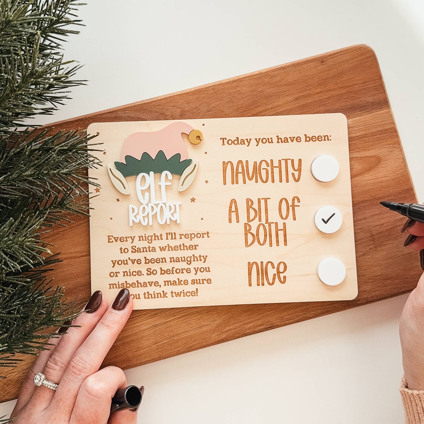 Elf Report Mini Sign Knotty Design Co.