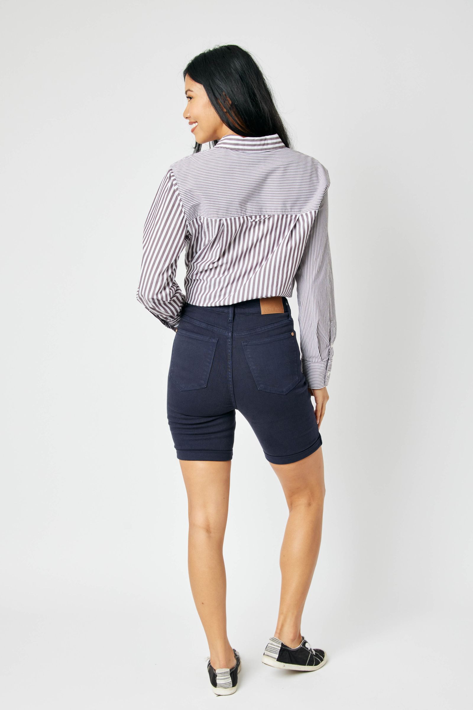 High Waist Navy Bermuda Shorts Spring-Summer Judy Blue