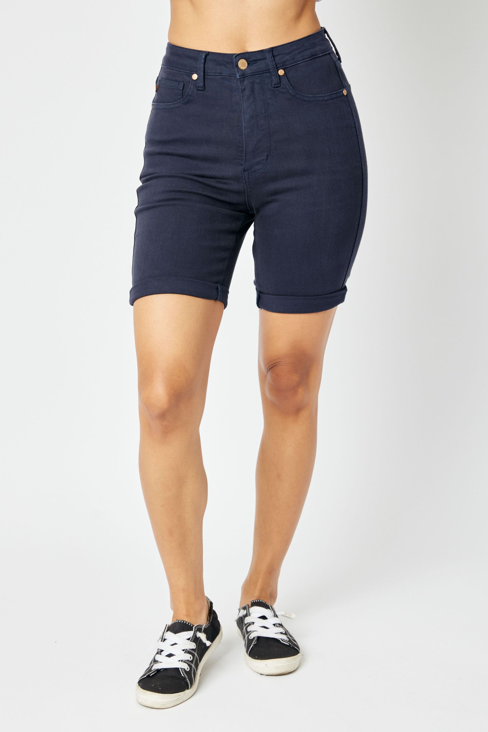 High Waist Navy Bermuda Shorts Spring-Summer Judy Blue