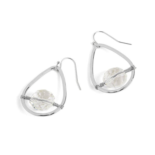 Floating Bead Teardrop Earrings - Silver Whispers