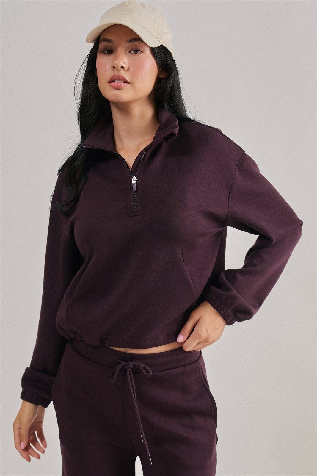 Scuba Knit Half Zip Pullover with Stand Collar