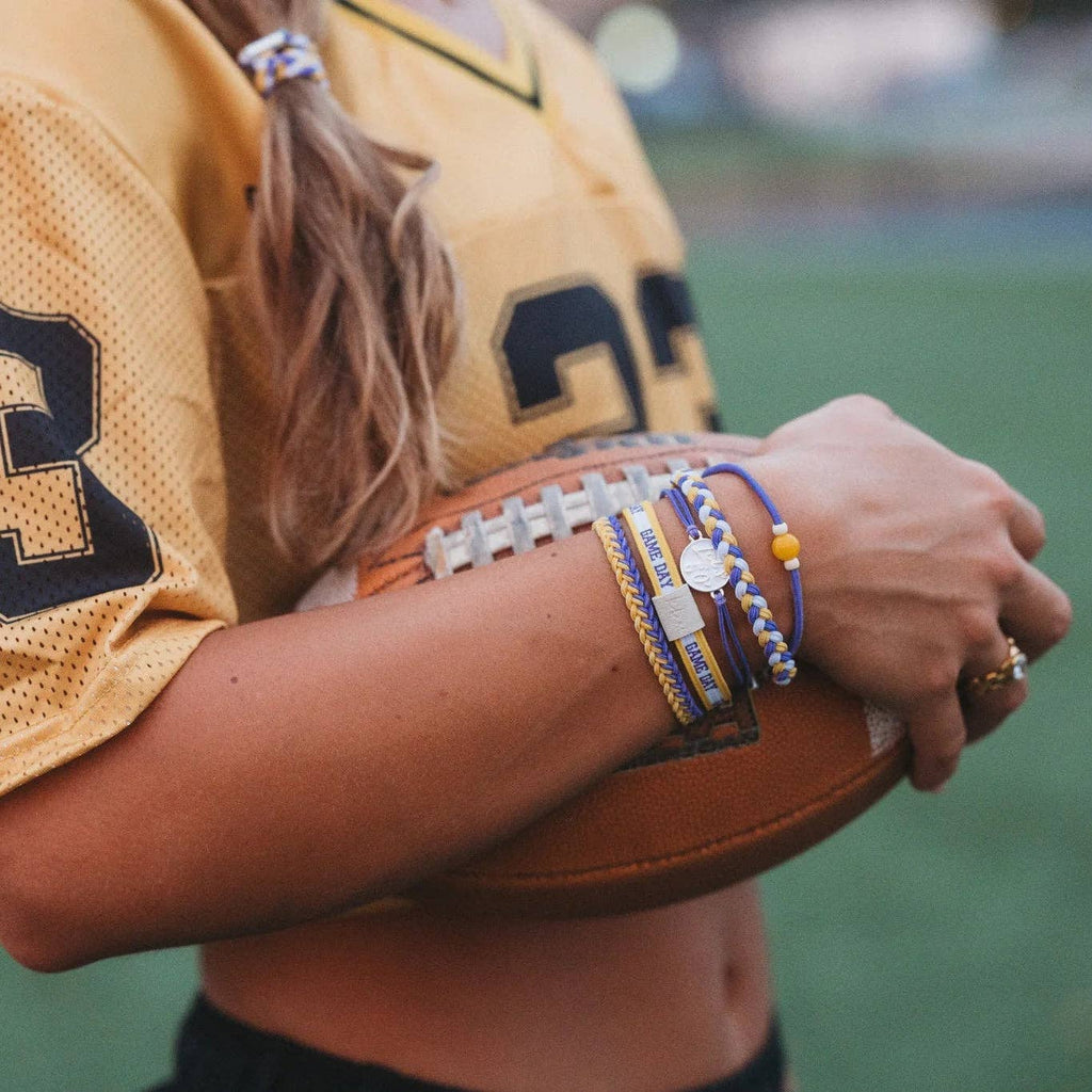 K'lani hair tie bracelets - "Game Day" Purple & Yellow Hair Tie Bracelets