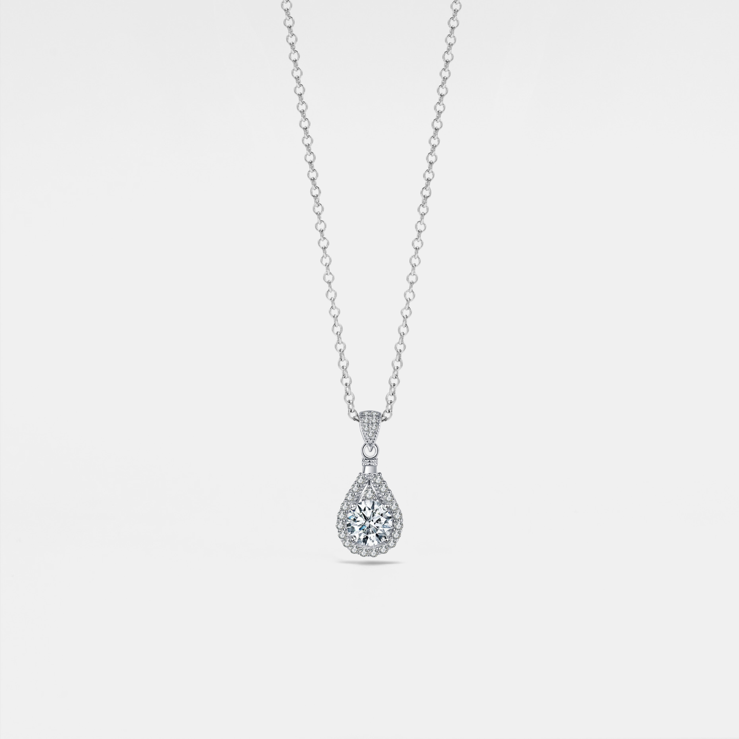 Teardrop Moissanite Pendant Necklace in 925 Sterling Silver Core Perimade & Co. LLC