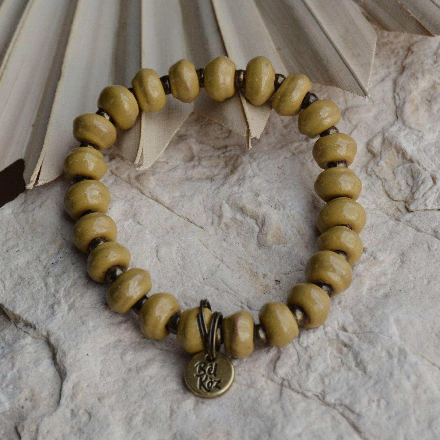 Mustard | Bel Koz Rondelle Clay Bead Bracelet: I AM ENOUGH Core Bel Koz Haiti