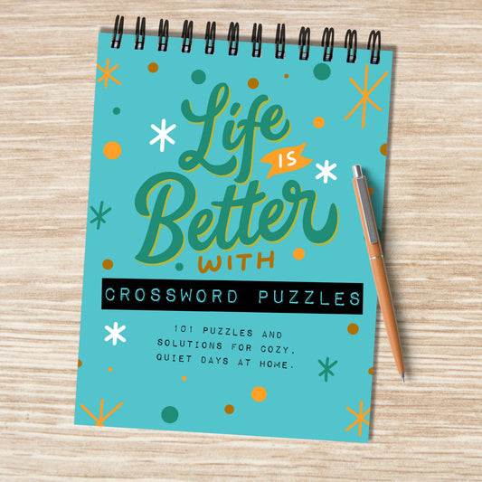 Life is Better with Crossword Puzzles Book Spiral Puzzle Pad Core TF Publishing - Paper Goods