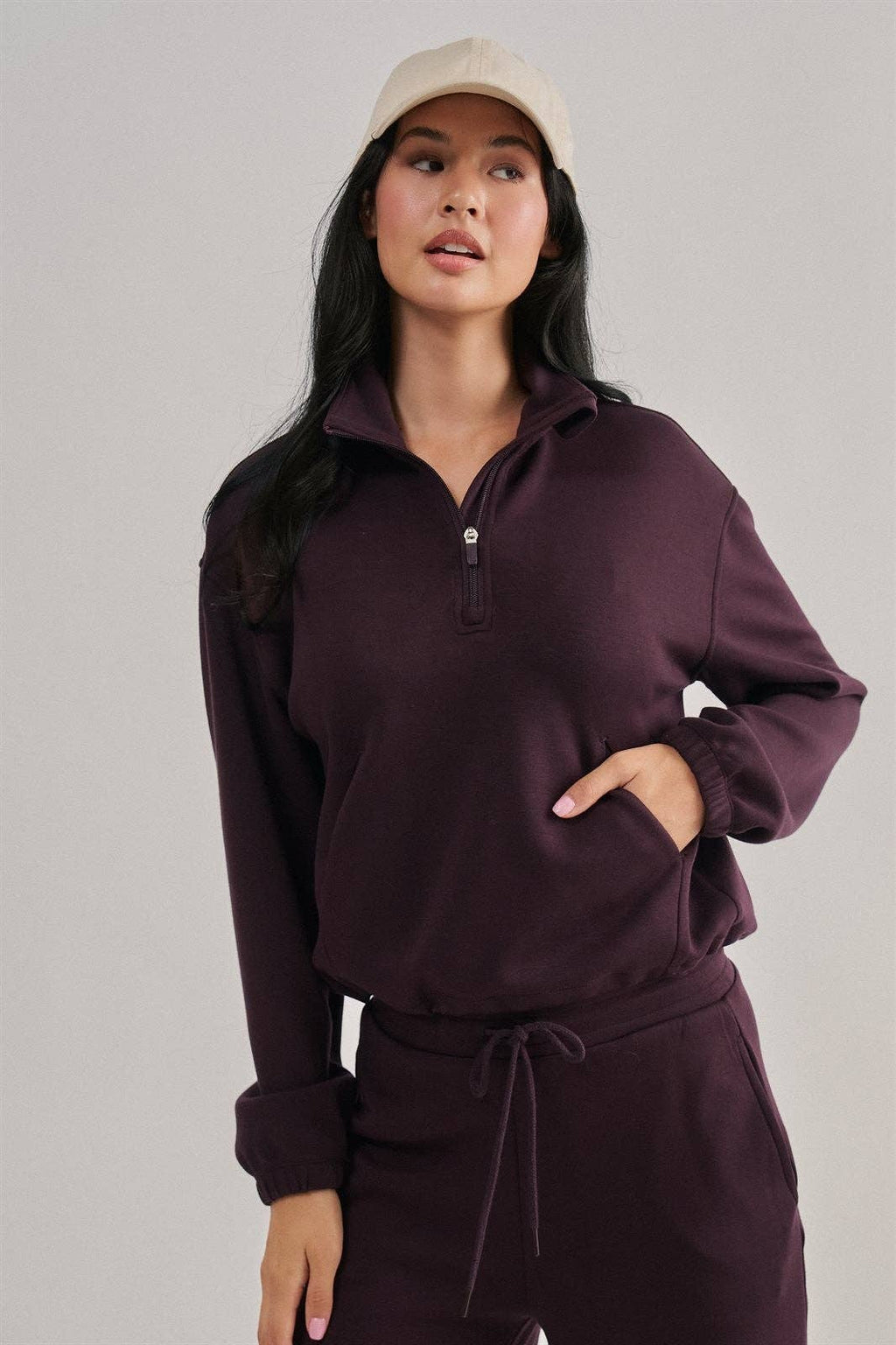 Scuba Knit Half Zip Pullover with Stand Collar