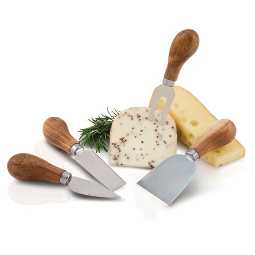 Acacia & Stainless Steel Gourmet Cheese Knives - Set of 4 Twine