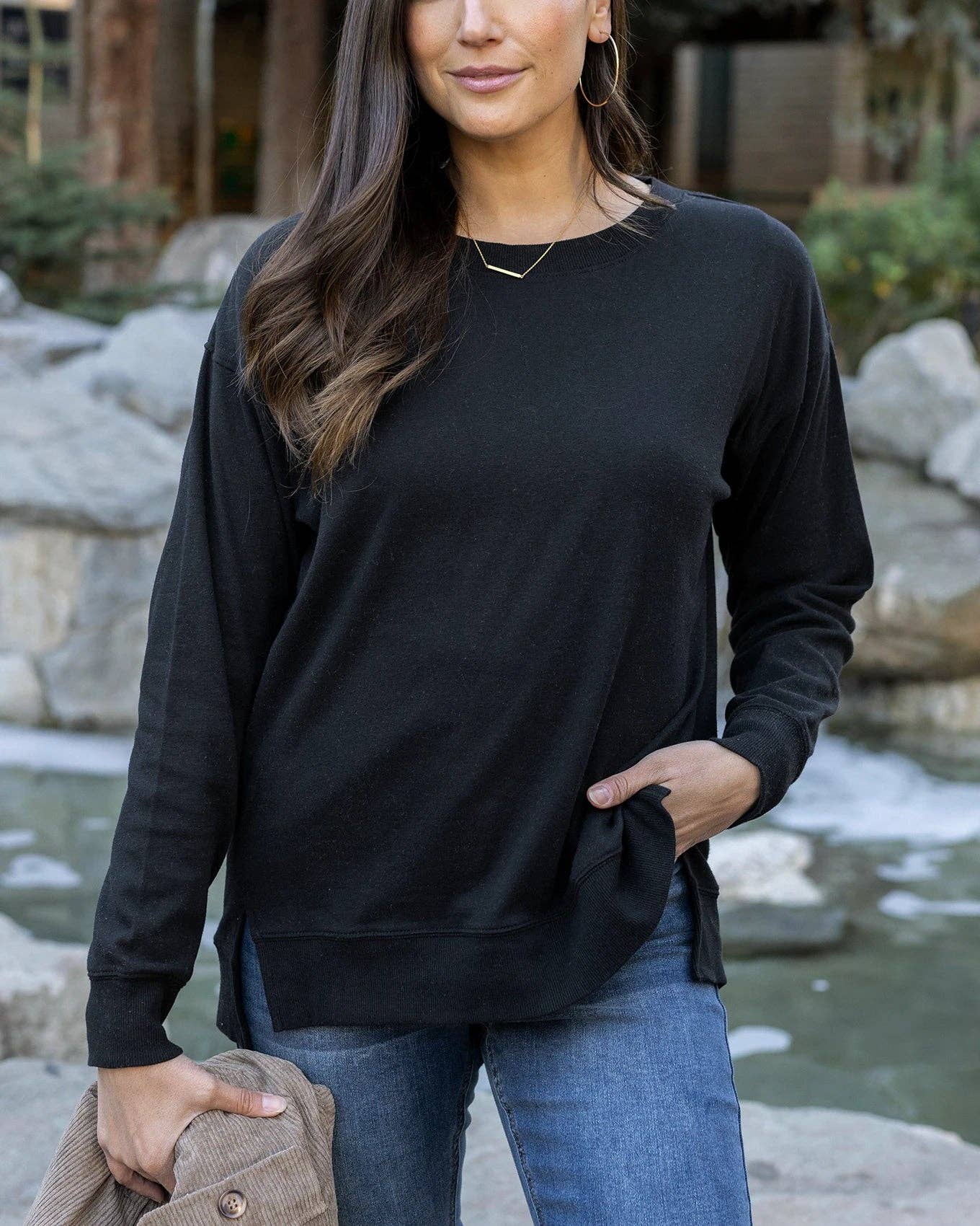 Original Essentials Long Sleeve Tee in Black Fall-Winter Grace and Lace