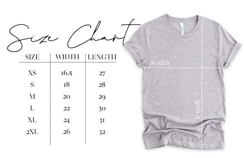 Sizing Chart | Sarcastic Graphic Tee – Not Bossy Vintage Funny Relatable T-Shirt