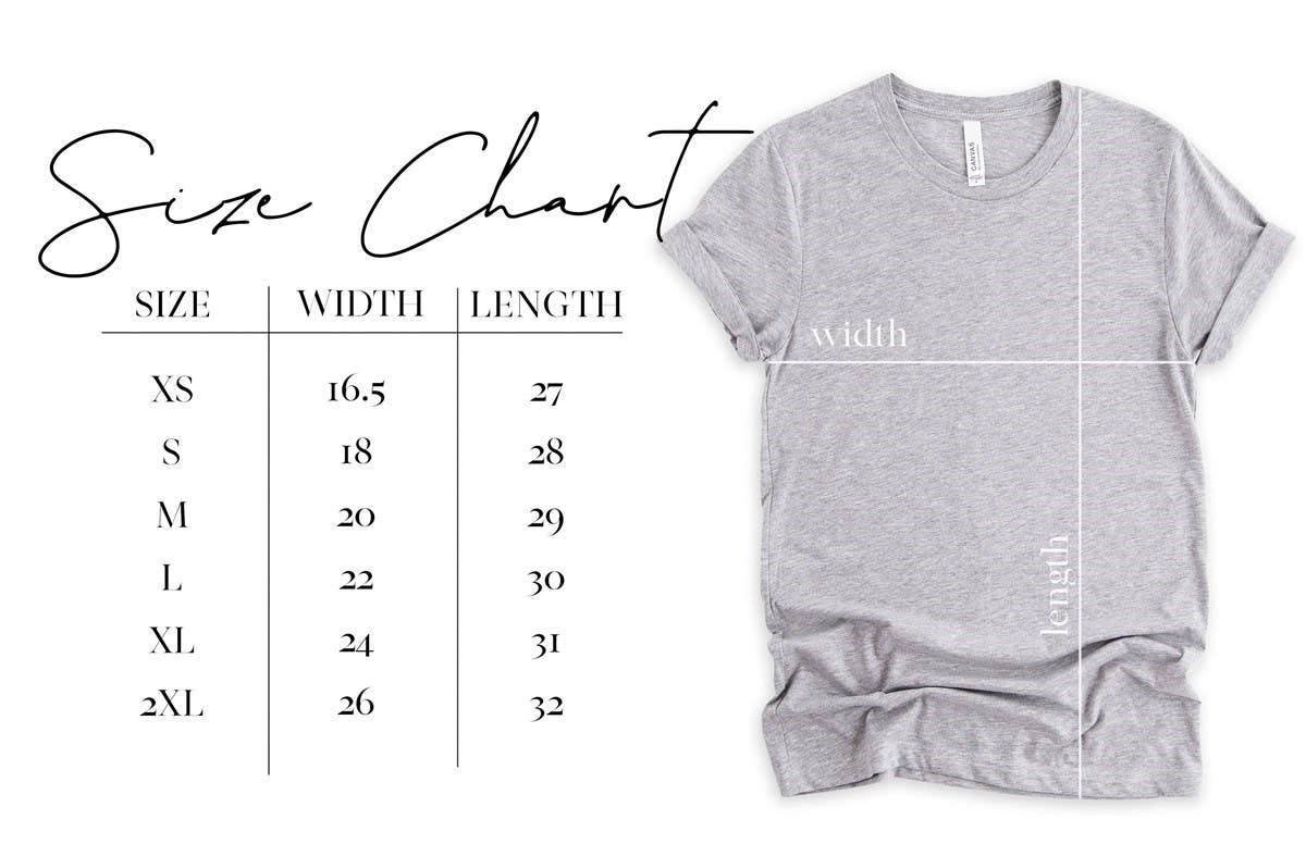 Sizing Chart | Sarcastic Graphic Tee – Not Bossy Vintage Funny Relatable T-Shirt