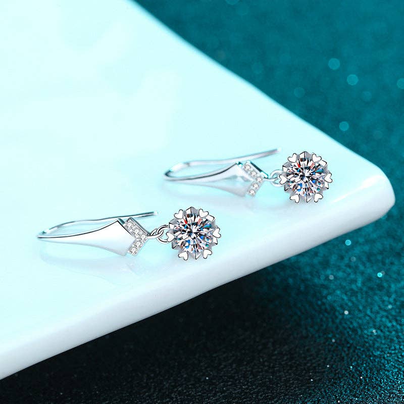 Snowflake Moissanite Drop Earrings in 925 Sterling Silver: 0.5 ct Core Perimade & Co. LLC