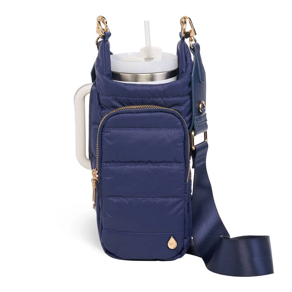 WanderFull - Original HydroBag - HydroBag® HANDLE™- Navy Matte with Solid Vegan Leather Strap