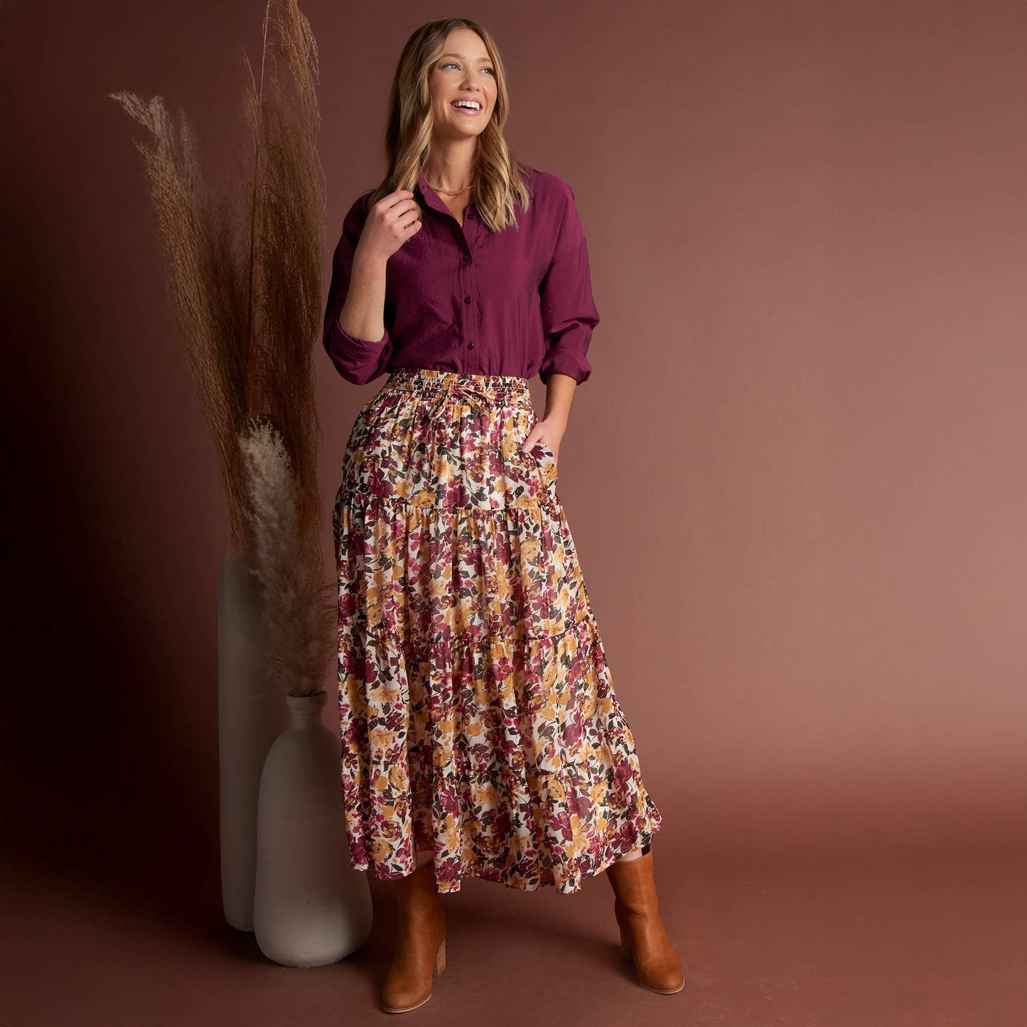 Elsie & Zoey - Hazel Georgette Tiered Maxi Skirt