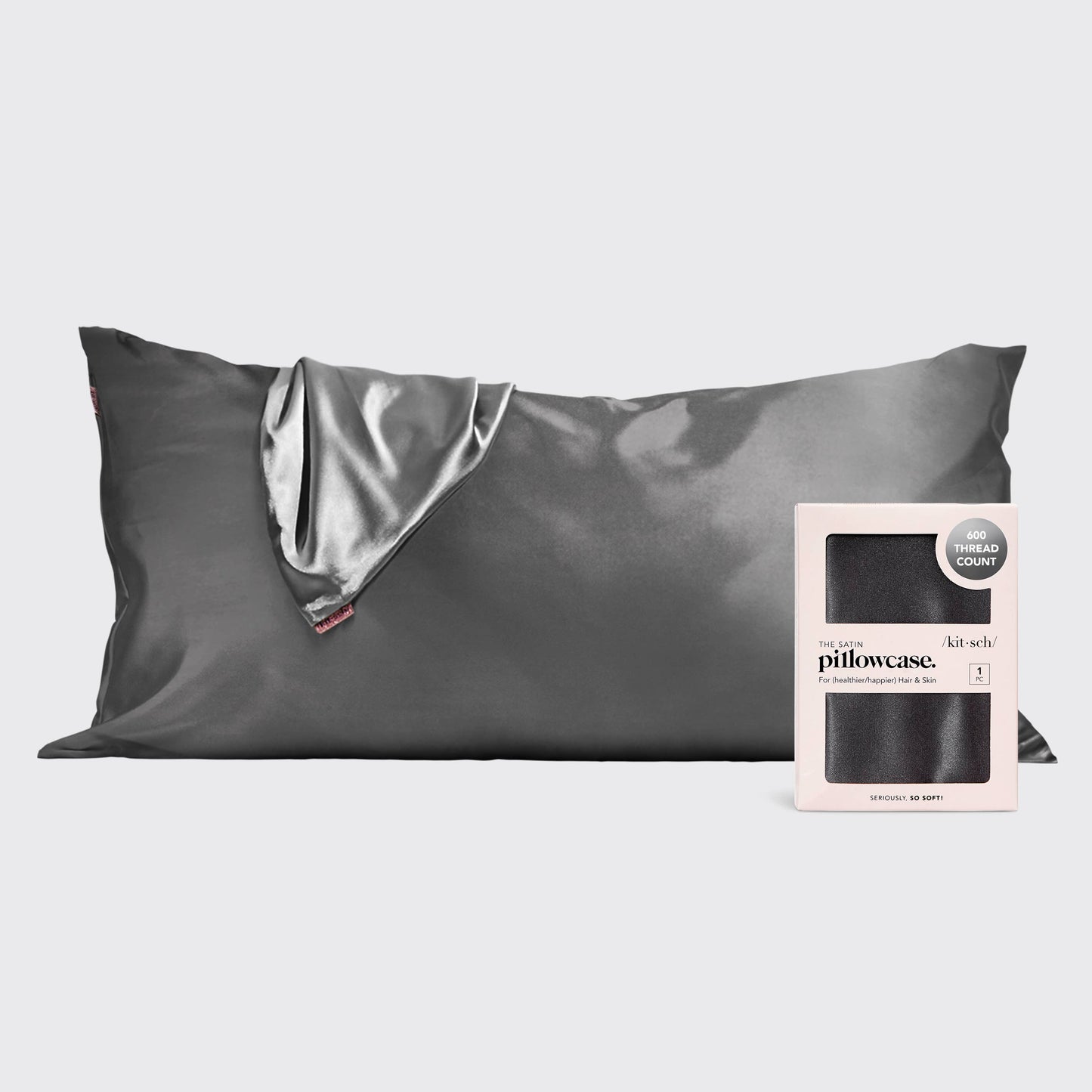 Satin King Pillowcase - Charcoal Core KITSCH