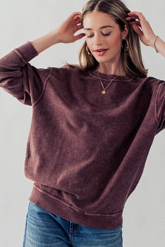 MAROON EMILY OVERSIZED VINTAGE WASH SWEATSHIRT Fall-Winter Urban Daizy