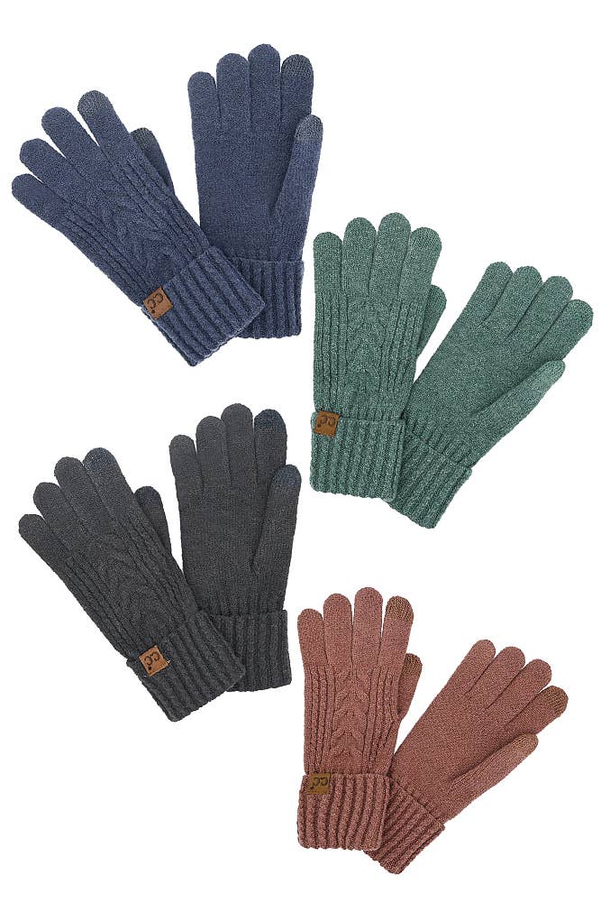 Hana - 12pairs C.C Cable Knit Winter Gloves  Hana