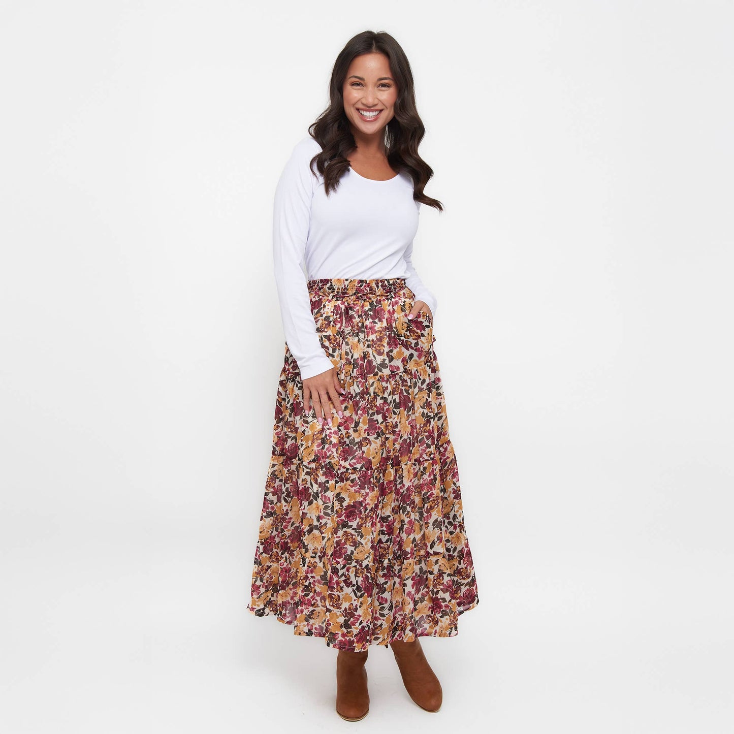 Elsie & Zoey - Hazel Georgette Tiered Maxi Skirt