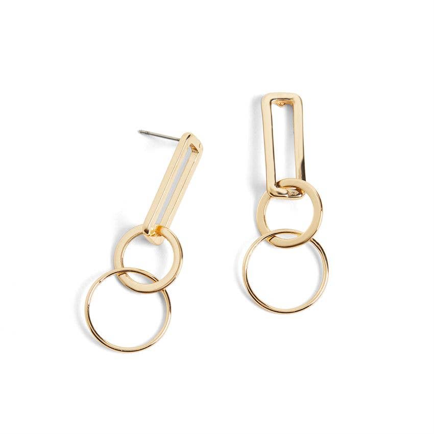 Linked Hoop Dangle Earrings - Gold Whispers