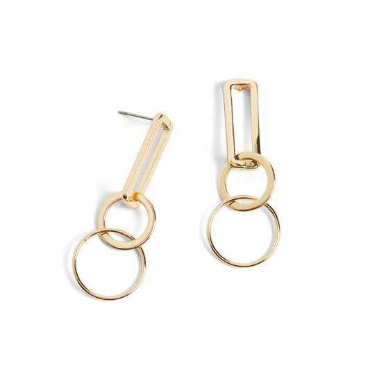 Linked Hoop Dangle Earrings - Gold Whispers