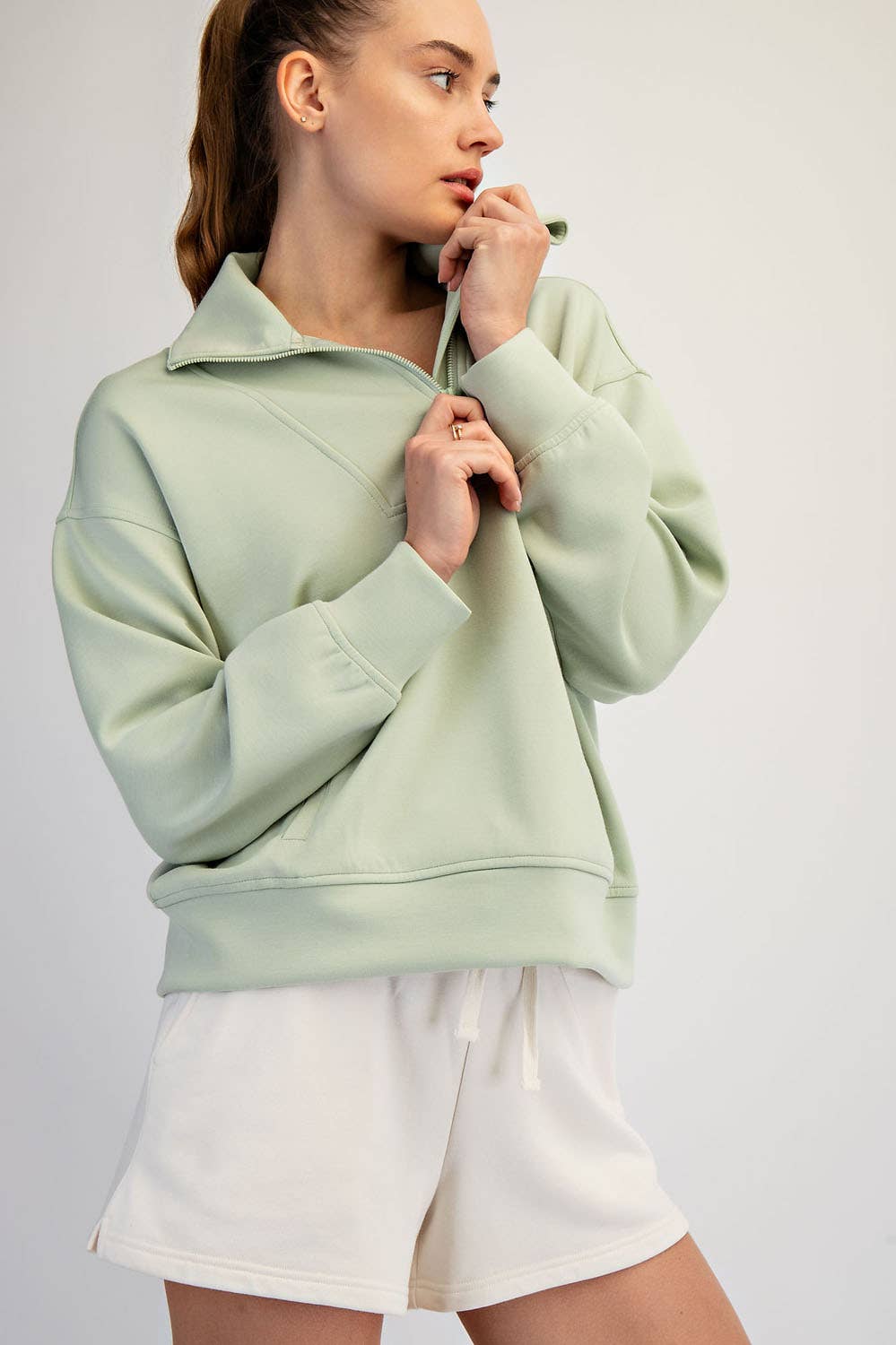 Butter Smooth Quarter Zip Mock Neck Pullover