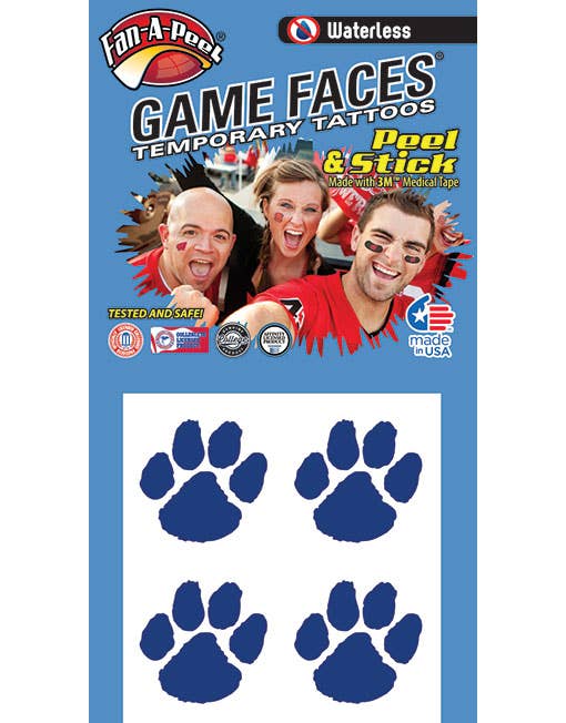 Temporary Face Tattoos – Paw Game Faces® Navy Paw Game Day Stickers