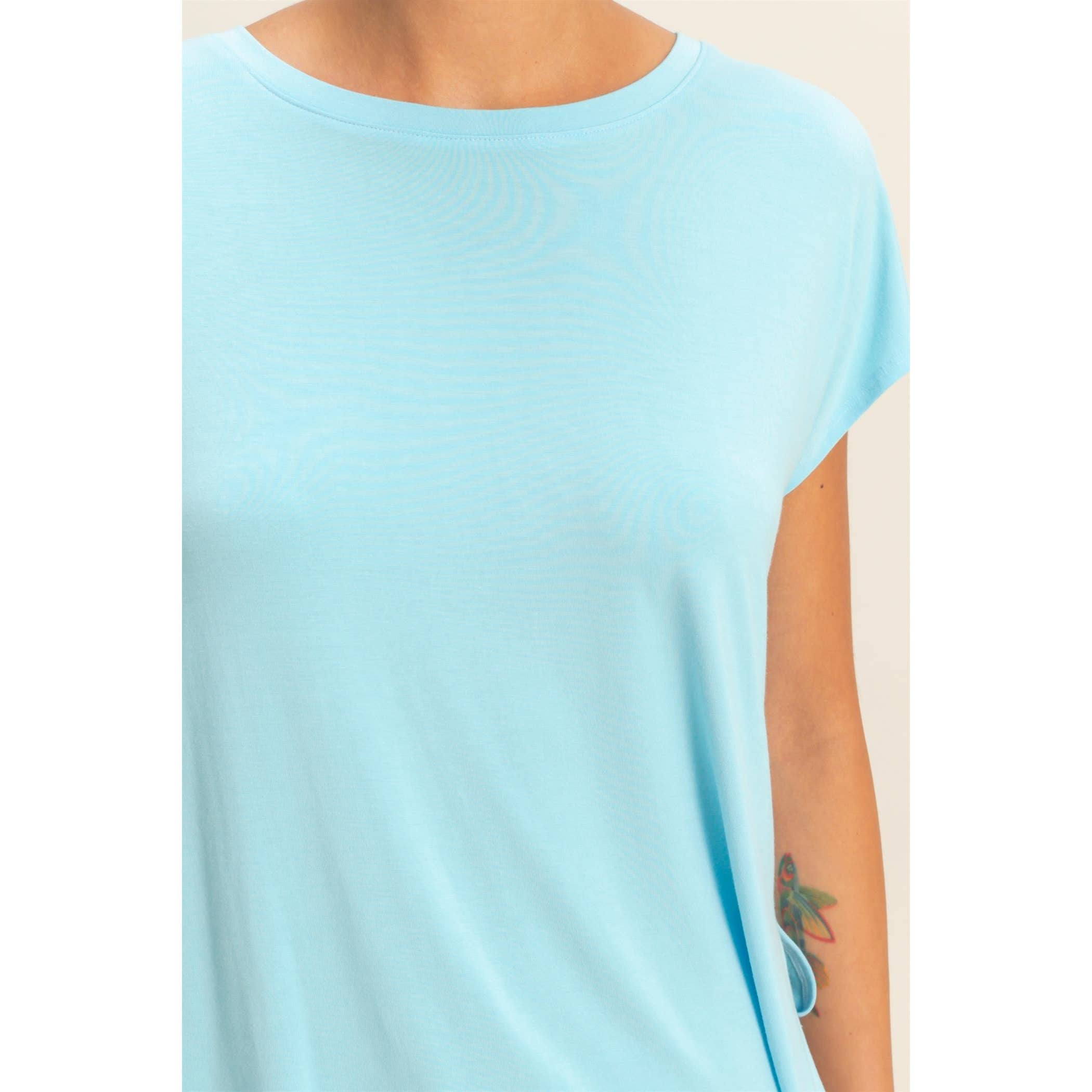 Relaxed Dolman Short Sleeve  Round Neck Top