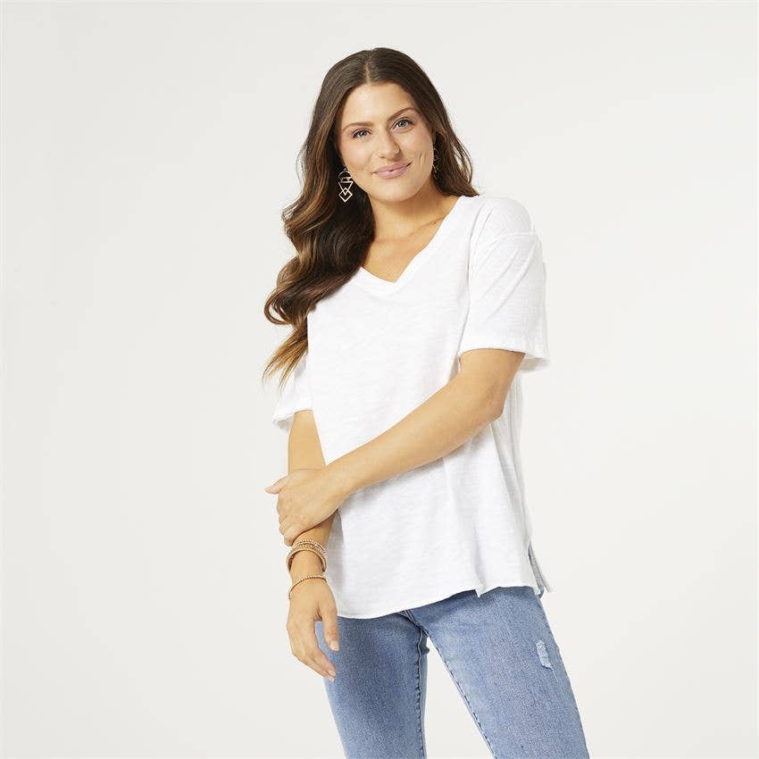 Jayda V-Neck Top: White Spring-Summer COCO + CARMEN