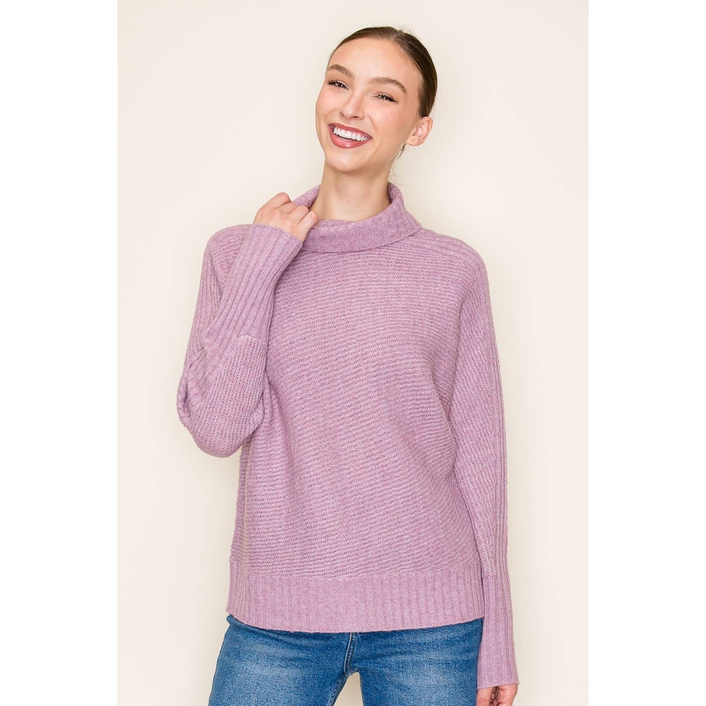 STACCATO - RIBBED TURTLE NECK LONG SLEEVE PULLOVER SWEATER  STACCATO