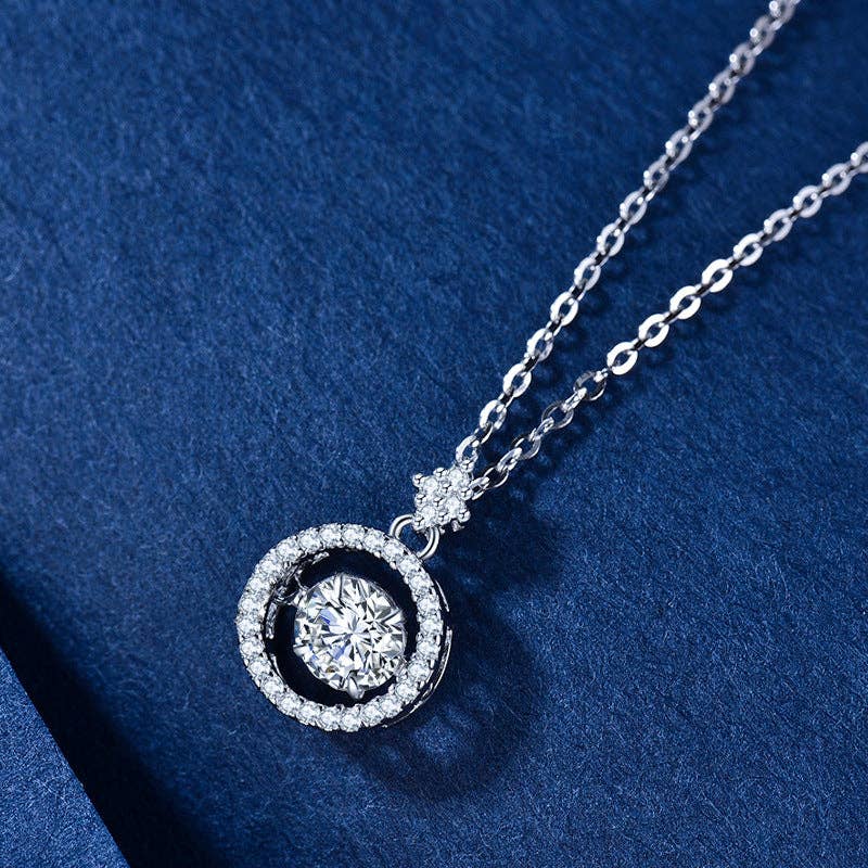 Dancing Moissanite Charm Necklace in 925 Sterling Silver: 1.0 ct Core Perimade & Co. LLC