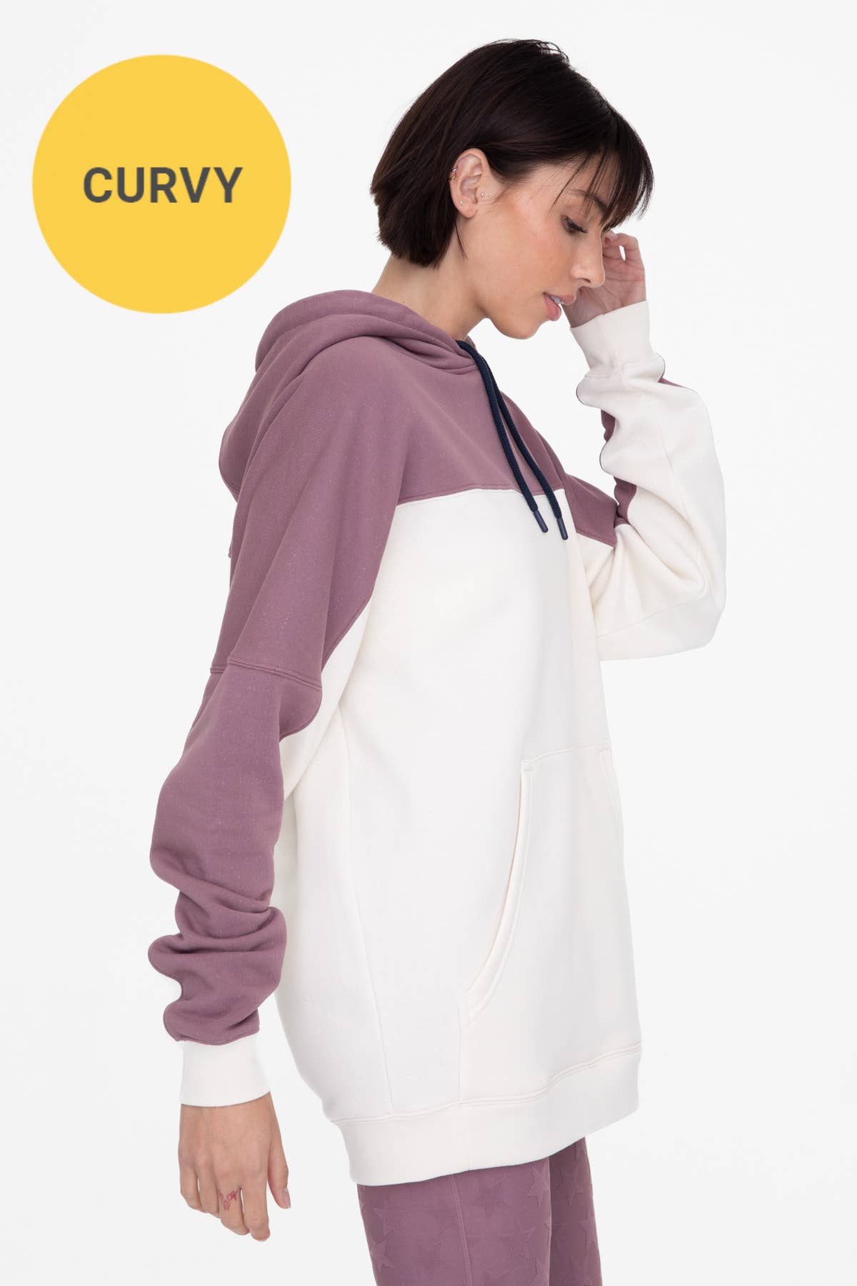 Color Blocked Hoodie Pullover with Pockets  Mono B