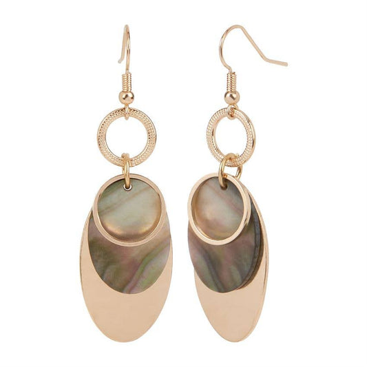 Gold Overlay with Abalone Dangle Earrings Whispers