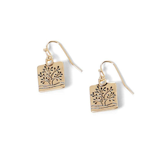 Gold Square Family Tree Earrings Whispers