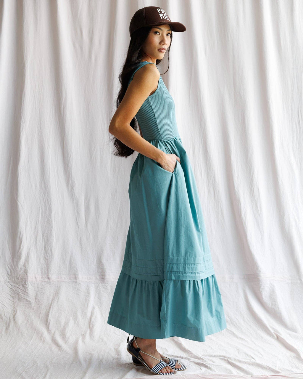 Downeast - Promenade Teal Sleeveless Maxi Dress