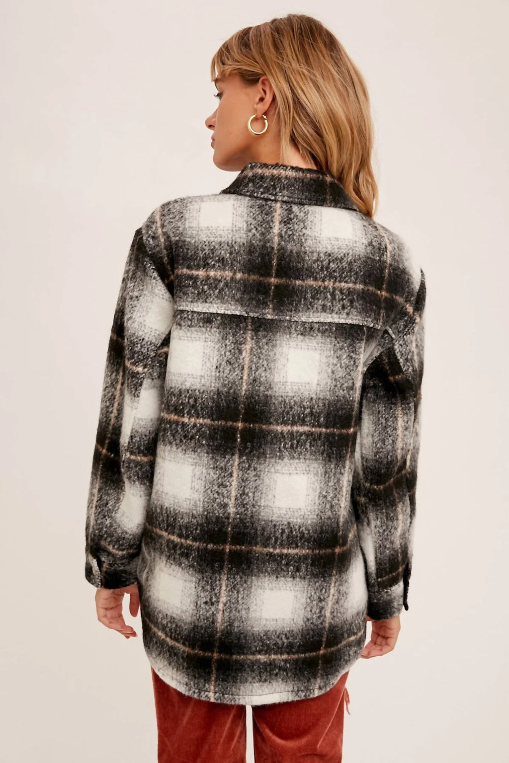 Plaid Oversized Shacket Black Multi