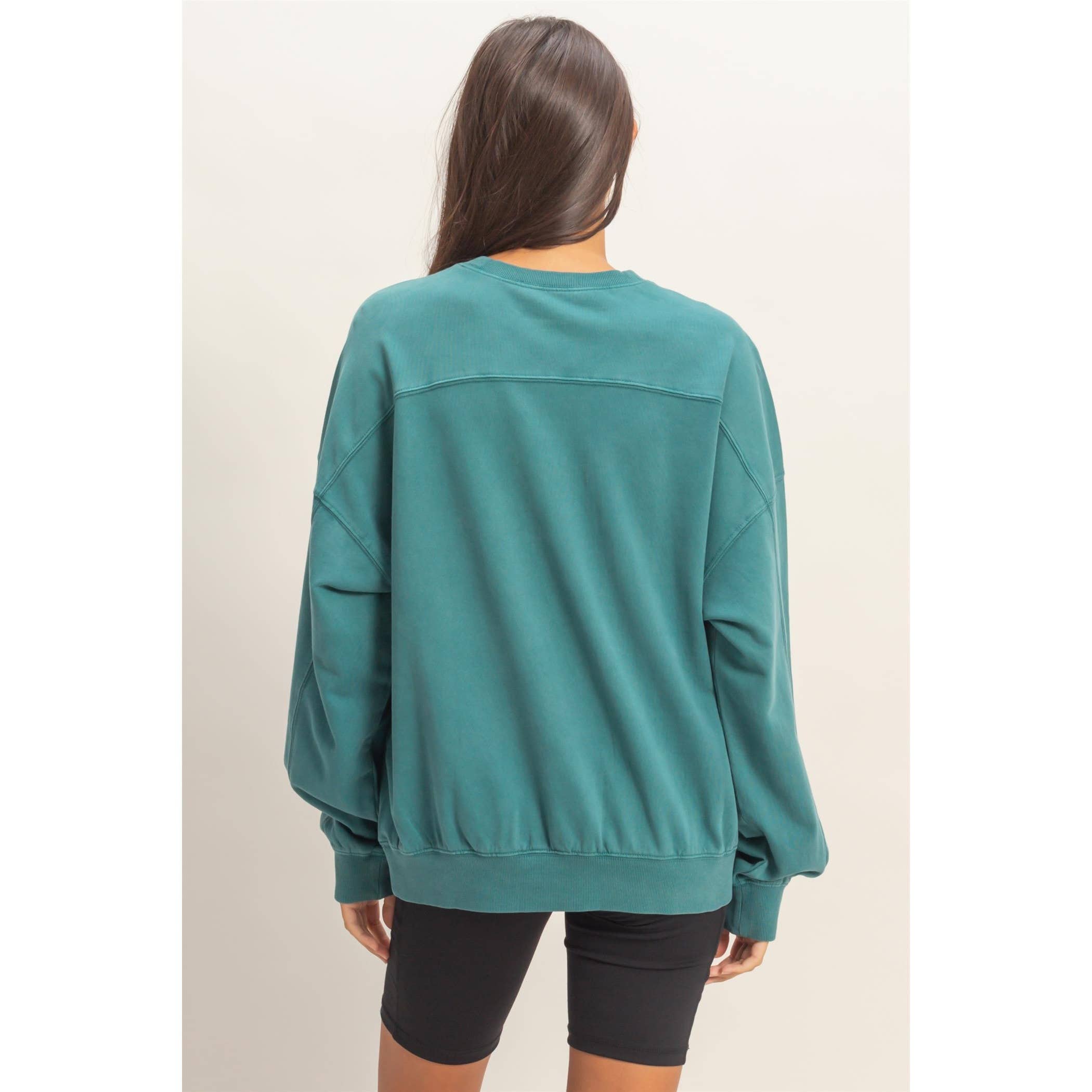 Ribbed Crew Neck Sweatshirt
