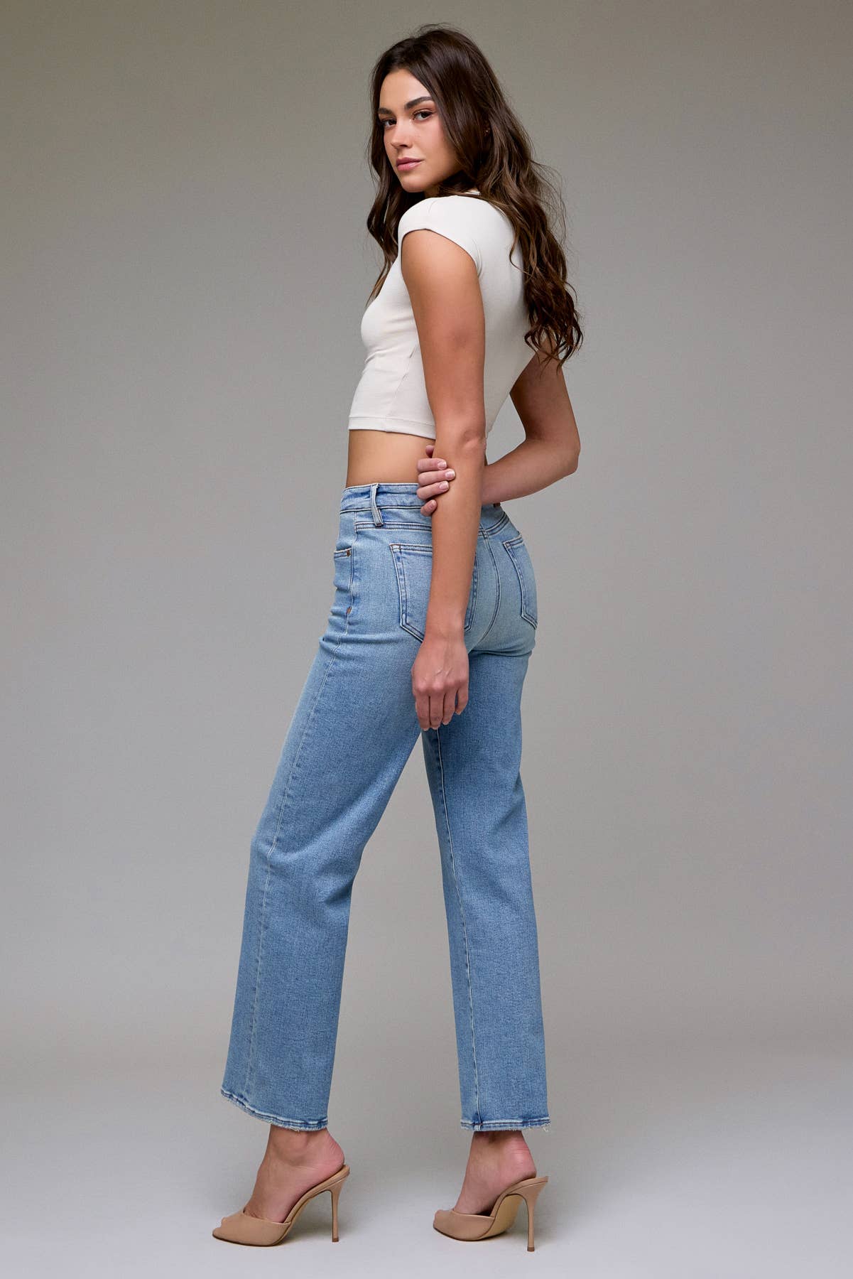 Vintage Wash Stretch Mid Rise Classic Straight
