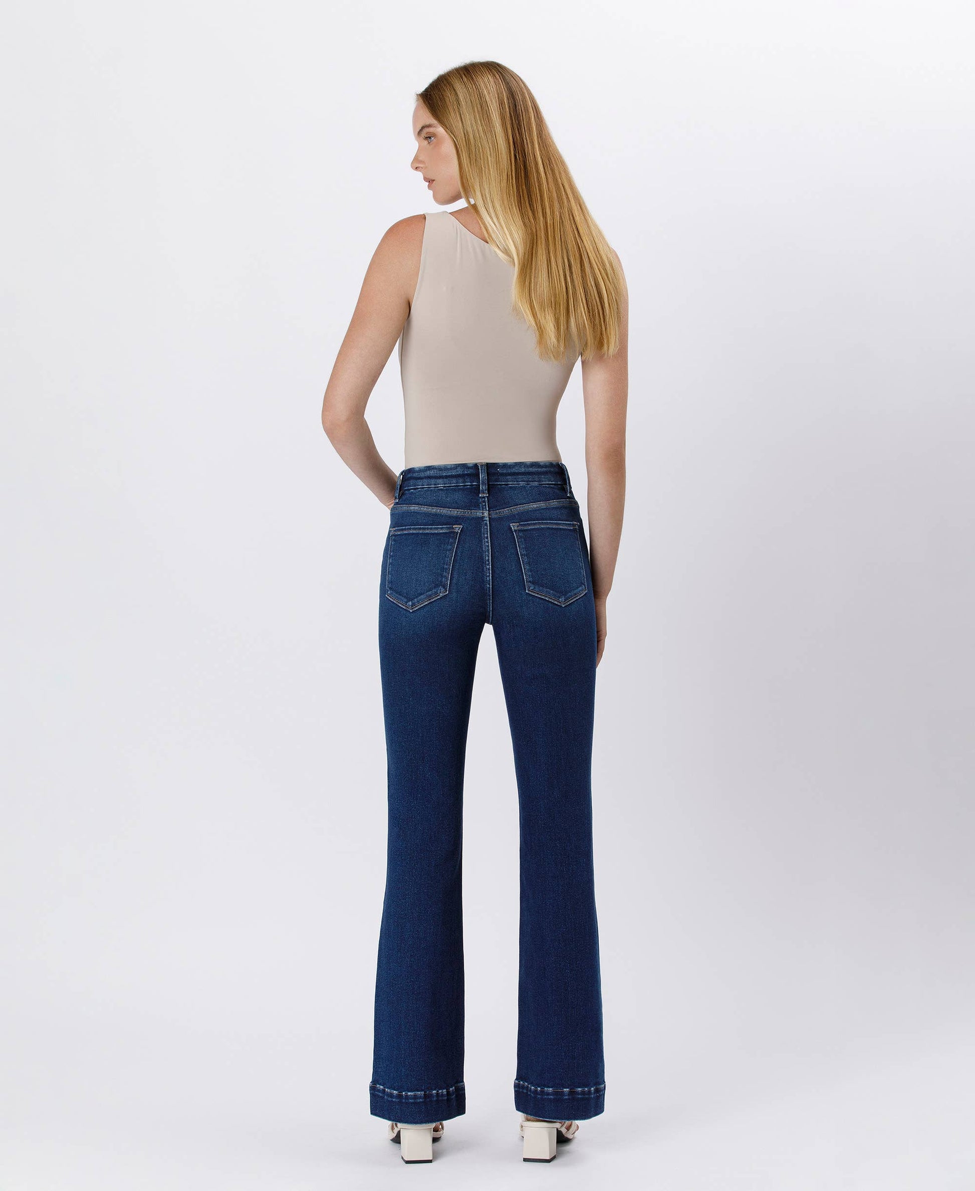 FLYING MONKEY - HIGH RISE TROUSER HEM BOOTCUT JEANS F5865 FLYING MONKEY