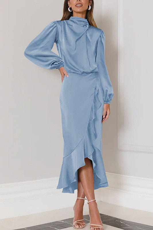 Satin long sleeve dress Miss Sparkling