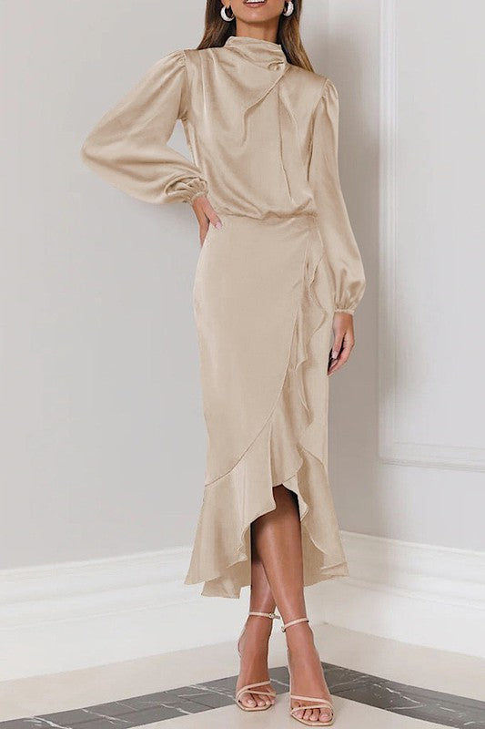 Satin long sleeve dress Miss Sparkling