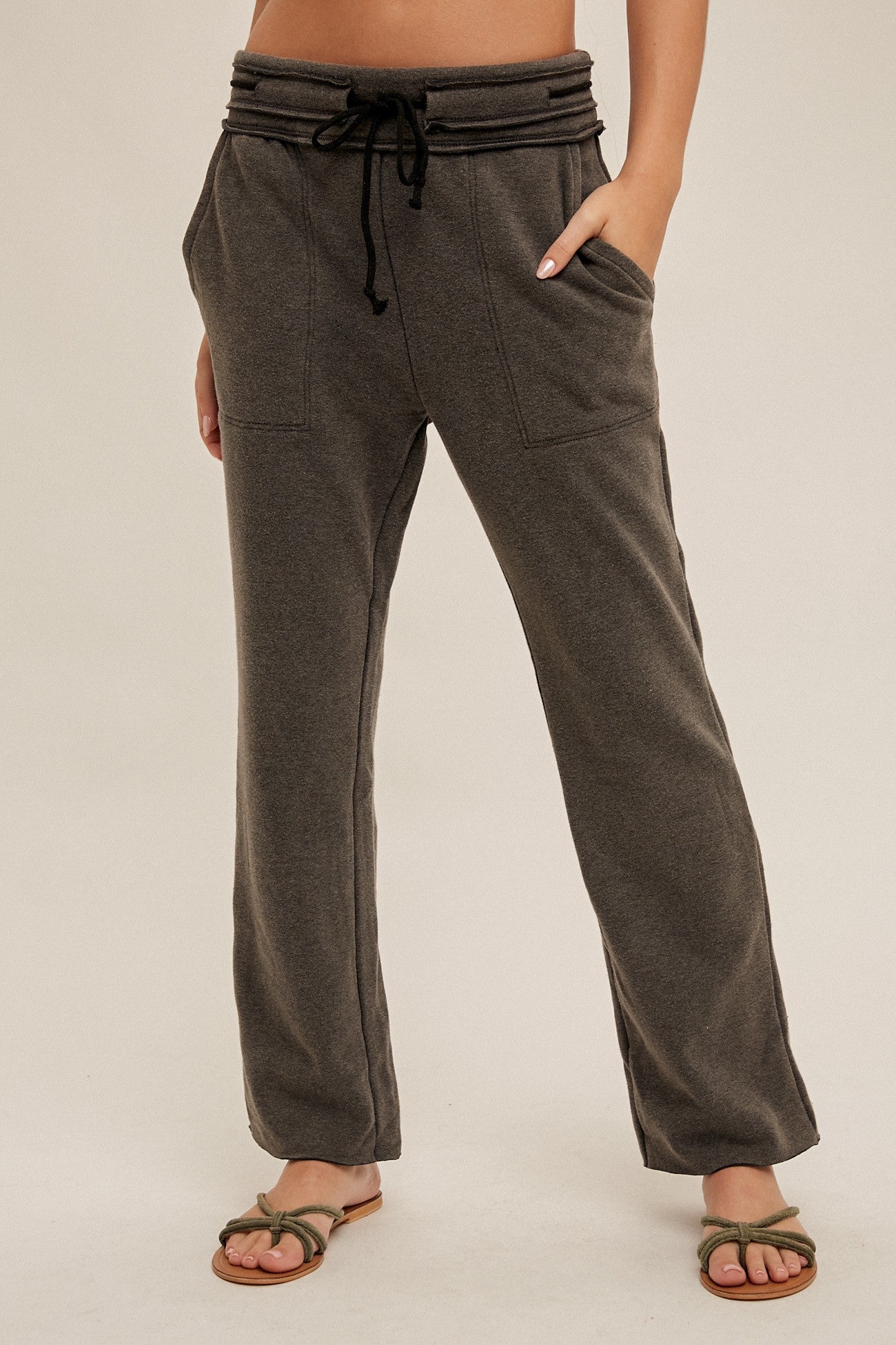 RAW EDGE DETAILED FLEECE LOUNGER PANTS Fall-Winter Hem and Thread