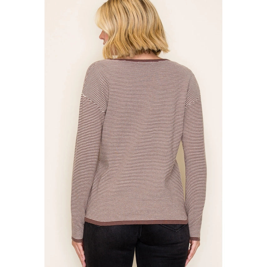 Mini Waffle Textured Mocha Sweater