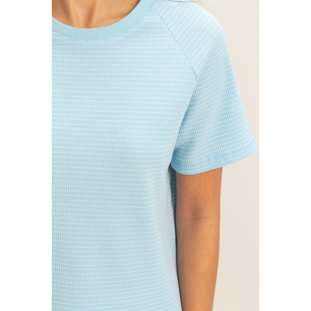 Textured Striped Raglan Sleeve Tee
