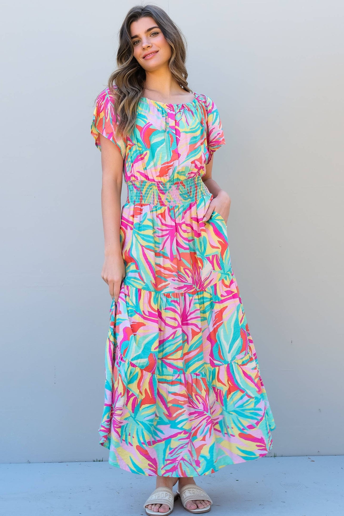 Off The Shoulder Ruffle Sleeve Mint Maxi Dress Nicabel