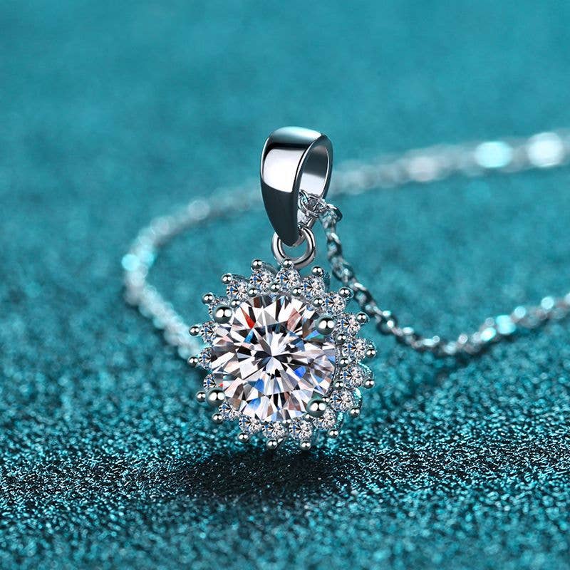 Moissanite Snowflake Pendant Necklace in 925 Sterling Silver Core Perimade & Co. LLC