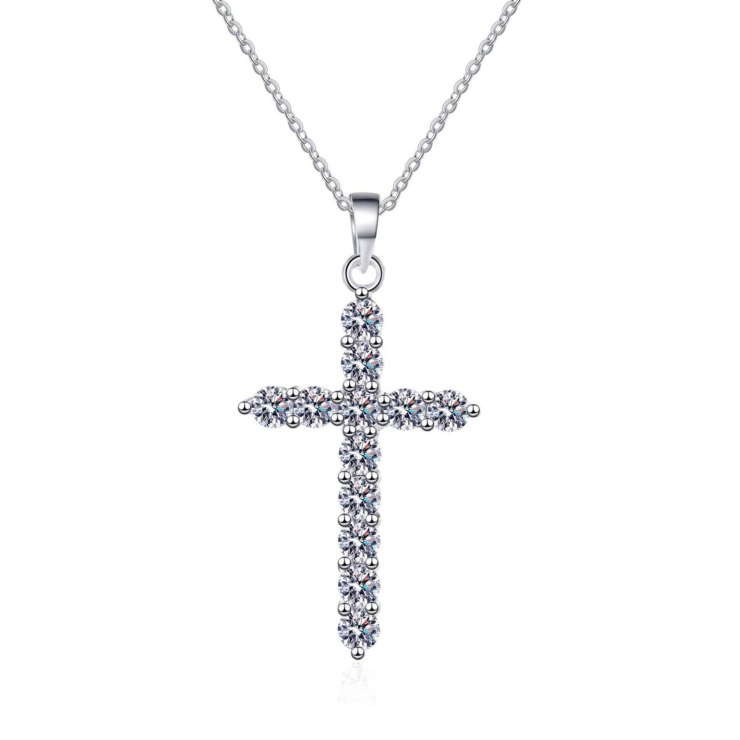 Moissanite Cross Pendant Necklace in 925 Sterling Silver: 3.6 ct Core Perimade & Co. LLC